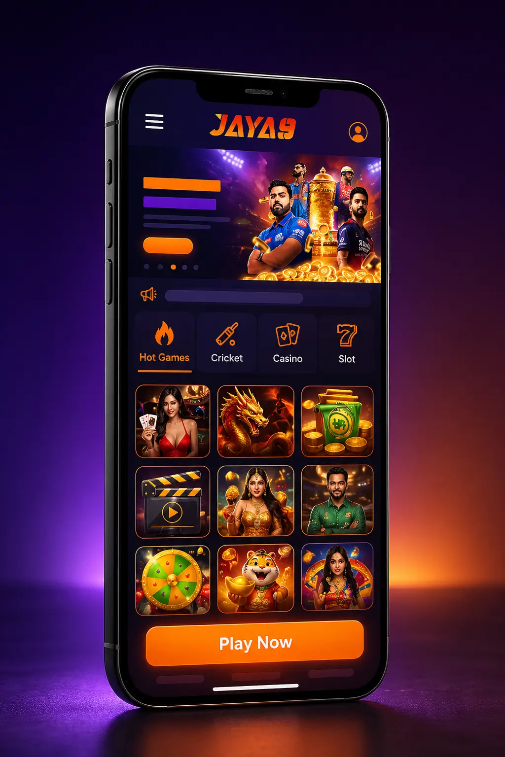 Jaya9 Bangladesh mobile app on a smartphone